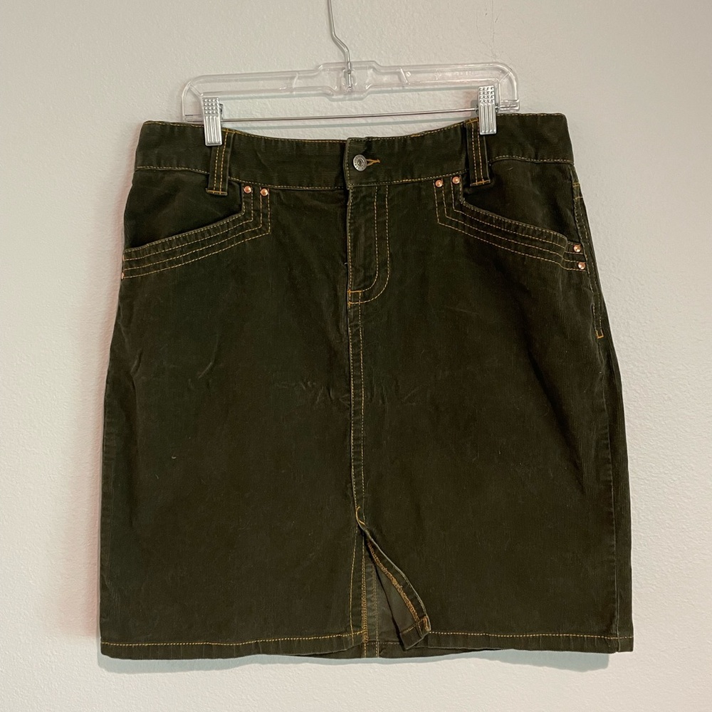 Tommy Hilfiger Women’s 14 Olive Green Knee Length Corduroy Skirt